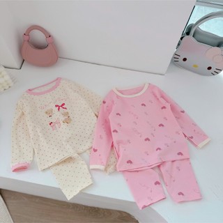 Quần áo trẻ em, Bộ mặc nhà bé gái hồng và kem 9-20kg - S2162 Tiểu Yến KID