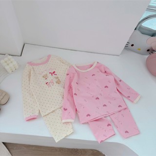 Quần áo trẻ em, Bộ mặc nhà bé gái hồng và kem 9-20kg - S2162 Tiểu Yến KID