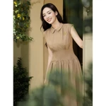 BBSTORE'S Đầm công sở kaki dài cổ sơ mi có khoá kéo tay cap tùng xoè kèm tag cài - DAG21B — ảnh 4