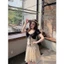 Áo Kiểu Chấm Bi 2 Dây Phối Giả Khoác Lửng Tay Phồng Thắt Nơ Ngực Tiểu Thư Pháp - CHAMIE STUDIO