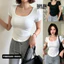 Áo thun nữ ngắn tay DUYLINH HOTTREND cổ tròn rộng vạt bầu vải borip co giãn ôm body tôn dáng