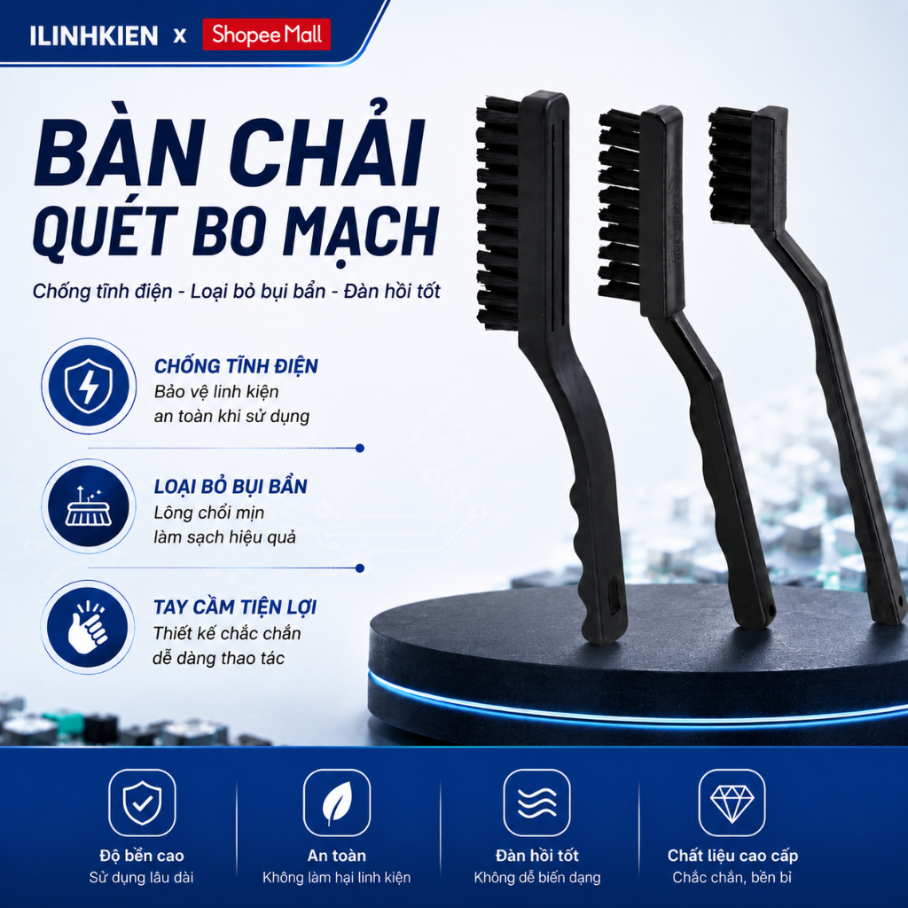 Bàn chải chống tĩnh điện, chổi quét bụi bo mạch, vệ sinh linh kiện điện tử chất lượng cao ilinhkien