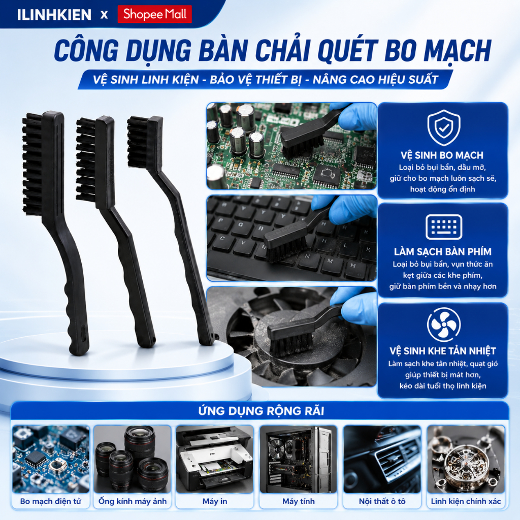 Bàn chải chống tĩnh điện, chổi quét bụi bo mạch, vệ sinh linh kiện điện tử chất lượng cao ilinhkien