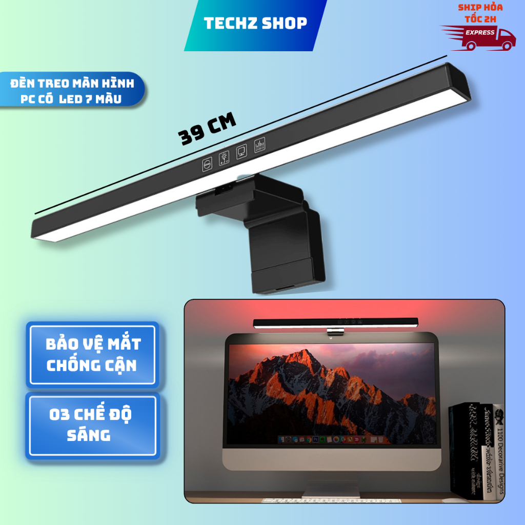 Đèn treo màn hình máy tính pc led thanh TB301SGS  có RBG 7 màu kẹp màn hình