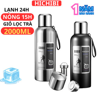 Bình giữ nhiệt 2000ml thép không gỉ 316, bình nước inox giữ nhiệt dung tích 2L lớn có giỏ lọc trà