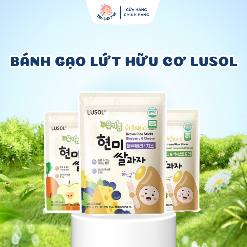 CHÍNH HÃNG NHẬP KHẨU - Bánh Gạo Lứt Hữu Cơ Ăn Dặm Lusol 30g - Bánh Gạo Ăn Dặm Hàn Quốc Bổ Sung Lợi Khuẩn Cho Bé