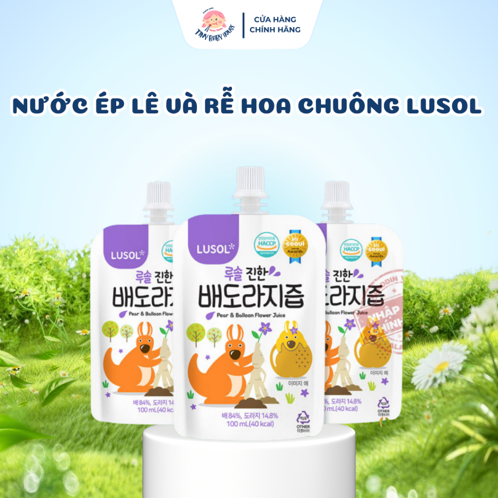 CHÍNH HÃNG NHẬP KHẨU - Nước Ép Lê Và Rễ Hoa Chuông Đen Nguyên Chất Cho Bé Từ 6 Tháng Lusol Hàn Quốc, Bổ Sung Vitamin