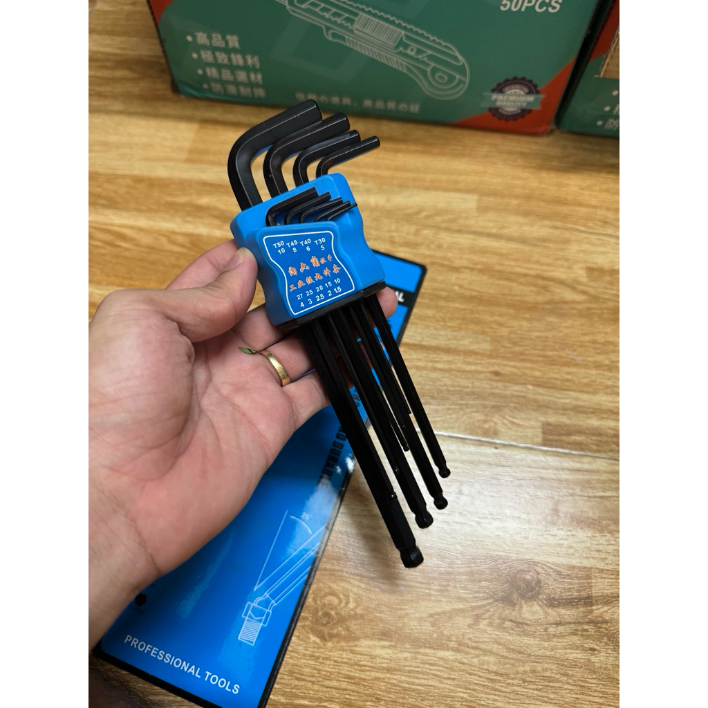 Bộ Lục Giác Đầu Bi 9 Chi Tiết Thép Đen Cao Cấp