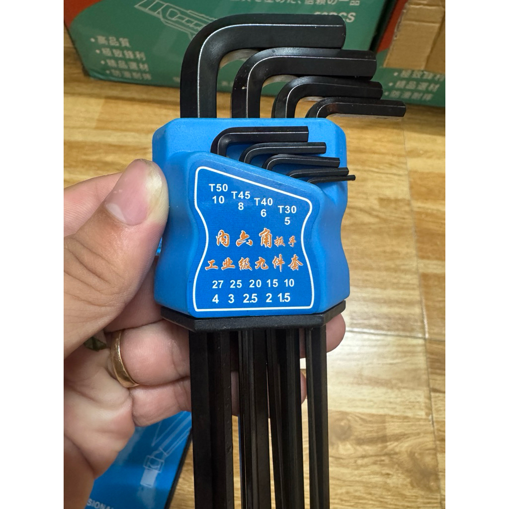 Bộ Lục Giác Đầu Bi 9 Chi Tiết Thép Đen Cao Cấp