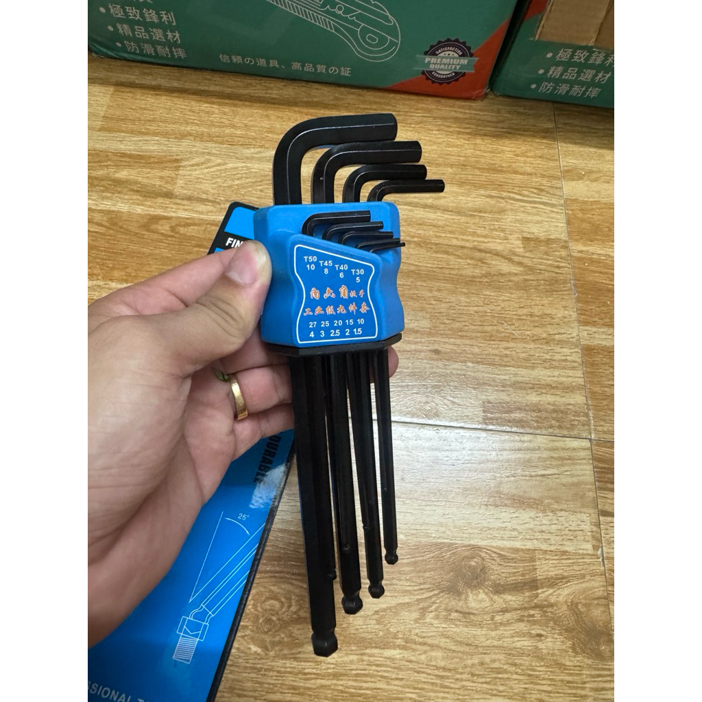 Bộ Lục Giác Đầu Bi 9 Chi Tiết Thép Đen Cao Cấp