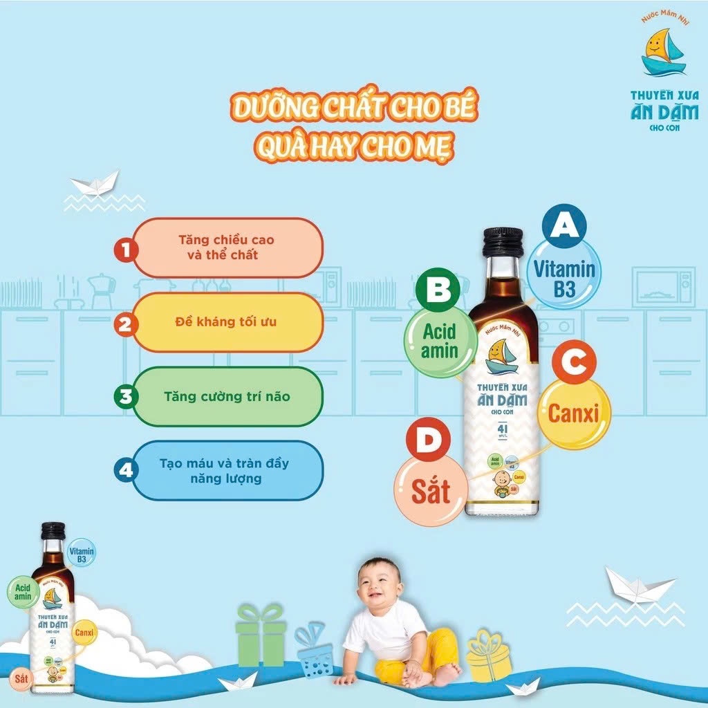 Nước Mắm Thuyền Xưa Ăn Dặm 41 độ đạm cho bé từ 12M+. Cao Đạm Dịu Vị