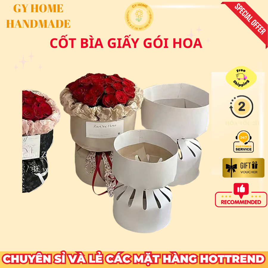Set 3-5-10 Cốt Giấy Cắm Hoa Tròn Chuyên Dụng Cắm Hoa Sáp, Hoa Kẽm Nhung, Hoa Handmade