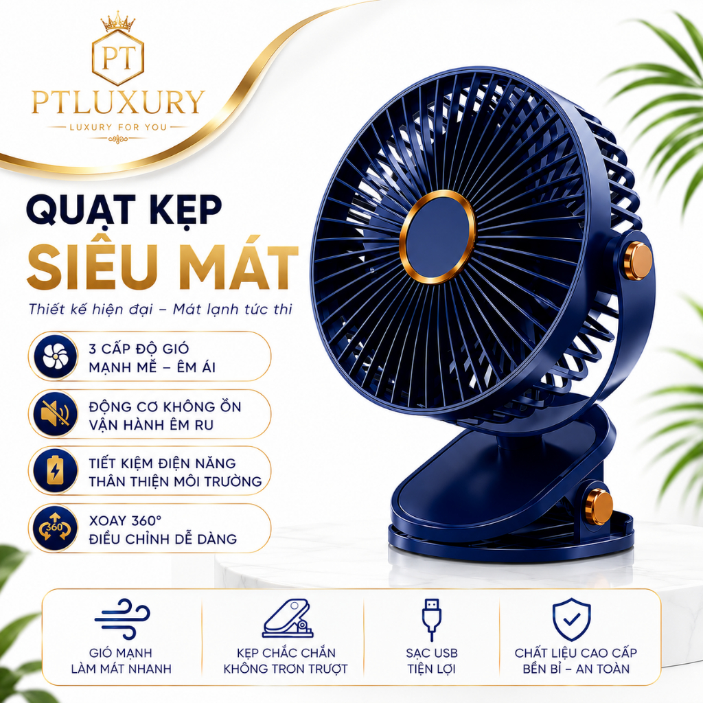 [ HỎA TỐC HCM ] Quạt mini để bàn PLSHARK tích điện 5 mức độ gió 3 mức độ đèn pin 5000 MHA Và 10000 MHA