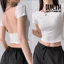 Áo croptop hở lưng có mút ngực vải cotton tay ngắn cổ tròn DUYLINH áo kiểu nữ ôm body vải dày DL16A