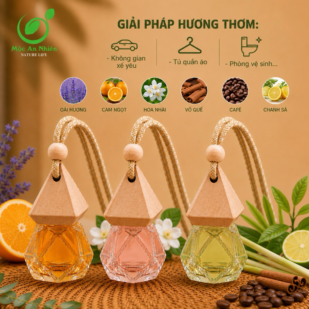 Tinh Dầu Treo Xe Ôtô, Tủ Quần Áo, Treo Thơm Phòng Mộc An Nhiên - 21 mùi hương