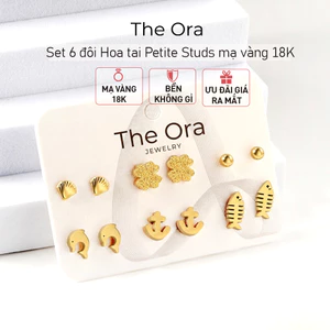 Set 6 đôi Hoa tai Petite Studs mạ vàng 18K - thiết kế trẻ trung - AS015