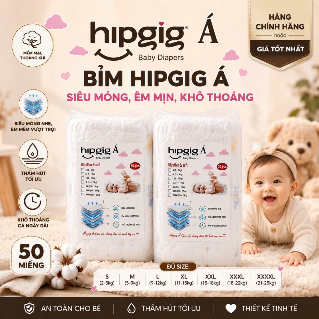 [Combo 100 miếng] Bỉm Quần Hipbaby Care Form Xuông Mềm Mỏng, Thấm Hút Tốt Đủ Size S-3XL bỉm giao họa tiết ngẫu nhiên