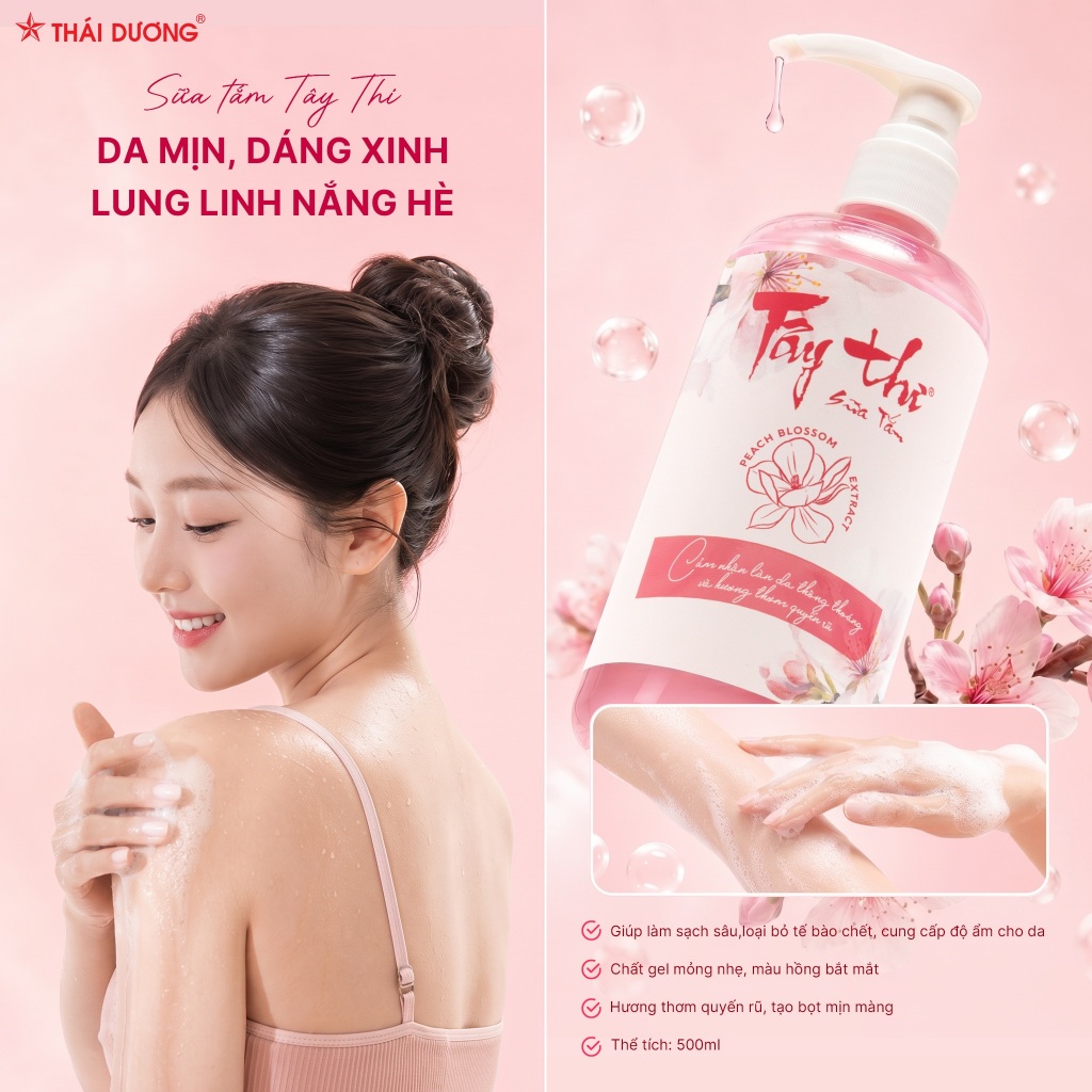 Sữa tắm Tây Thi (Hoa Đào) giúp làm giảm mụn, phục hồi và làm sạch da 200ml, 500ml - Sao Thái Dương