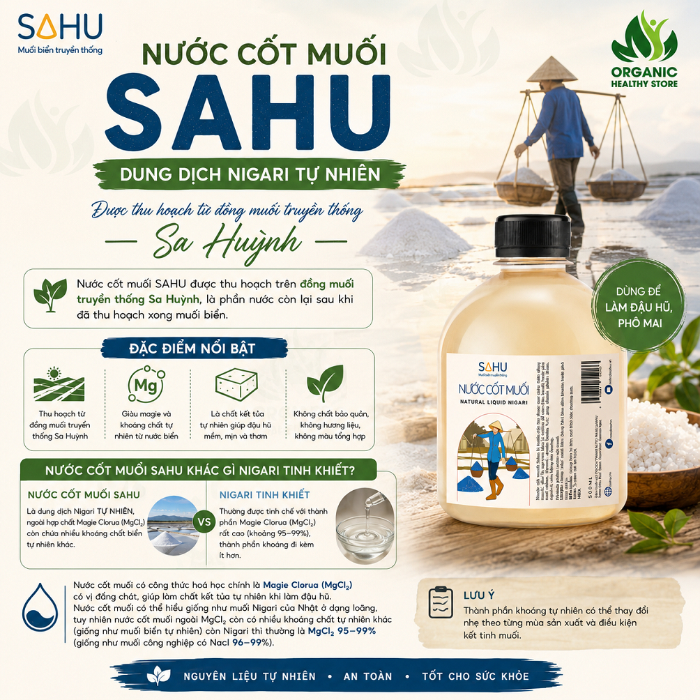 Nước cốt muối Sahu - dung dịch Nigari dùng làm đậu phụ, phô mai tươi 500ml