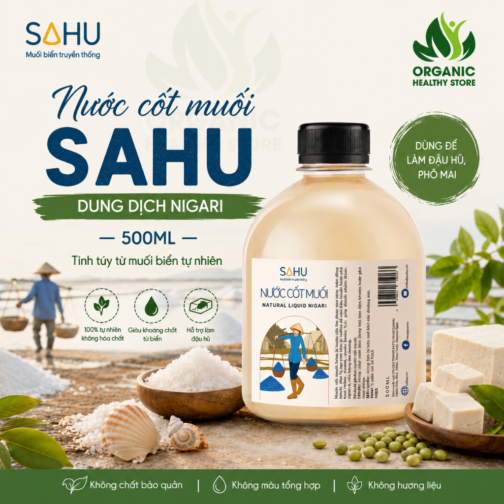 Nước cốt muối Sahu - dung dịch Nigari dùng làm đậu phụ, phô mai tươi 500ml