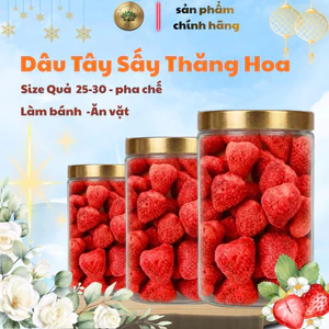 Dâu tây sấy giòn size trung làm bánh pha chế topping ăn vặt size quả 25/30 ngon giòn đều trái đỏ đẹp