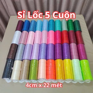 Sỉ Lốc 5 Cuộn 4CMx22mét Ruy Băng Vải Lụa Trơn Satin Cao Cấp Dùng Trang Trí Bó Hoa, Quà Tặng, Hộp Quà