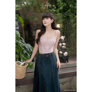Áo 2 dây ren hoa hồng dáng corset phong cách quyến rũ nữ tính KA610A
