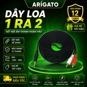 Dây Loa 1 Ra 2 AV Arigato Cáp Chia Âm Thanh 1 Jack Ra 2 AV Kết Nối Laptop PC Tivi Amply Giá Rẻ
