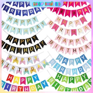 Dây Cờ Treo Chữ Happy Birthday Ánh Kim Nhà Bo Trang Trí Tiệc Sinh Nhật Đủ Màu Chất Liệu Giấy Cao Cấp