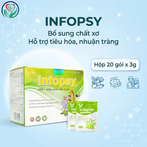 Infopsy cốm chất xơ 20 gói x 3g, hỗ trợ tiêu hóa, nhuận tràng, hạn chế nguy cơ táo bón