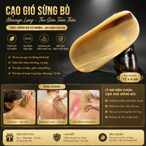 Cạo Gió Sừng Bò Tự Nhiên Massage Lưng Cao Cấp - Dụng Cụ Cạo Gió Spa, Thư Giãn Cơ Bắp, Lưu Thông Khí Huyết
