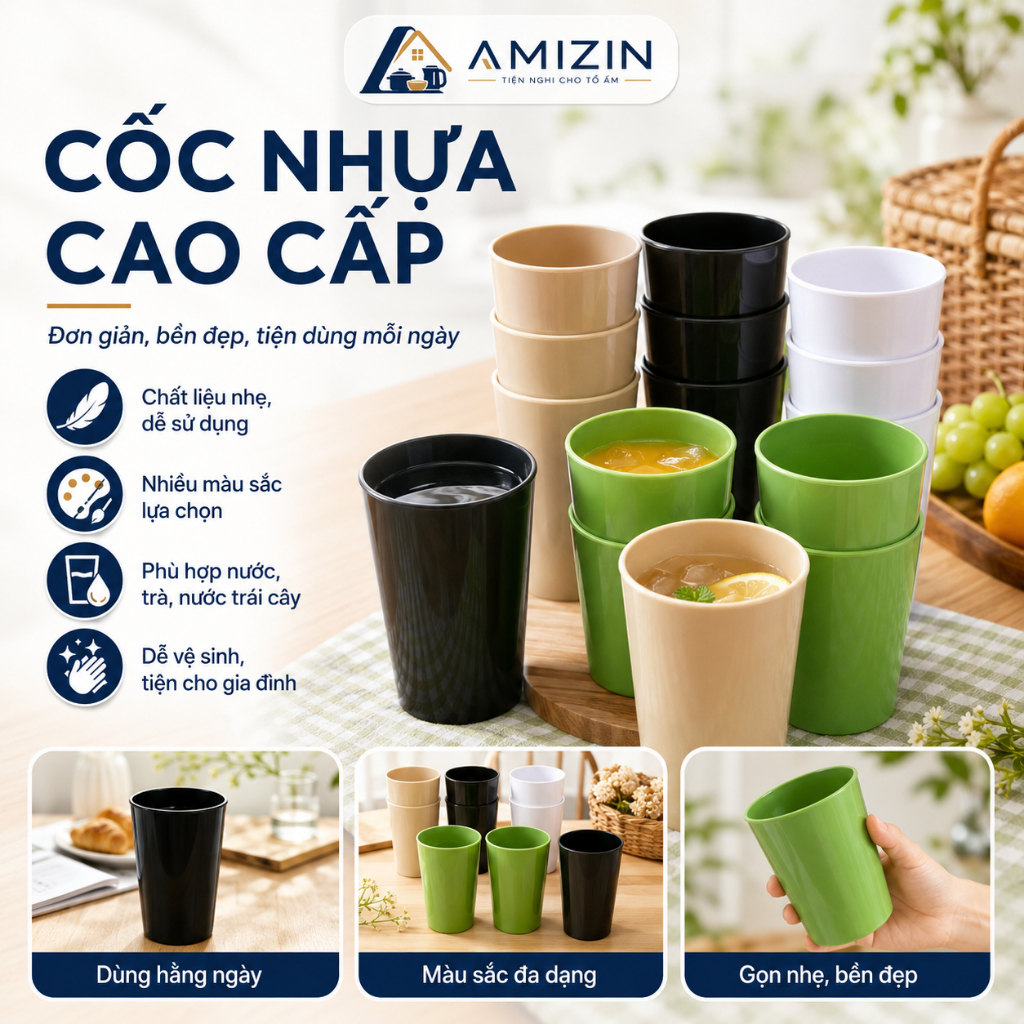 Cốc uống nước phíp đen Việt Nhật 330ml 6315