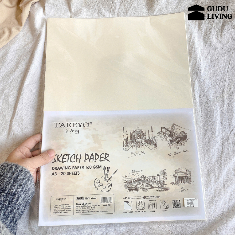 Giấy Vẽ A4 TAKEYO 20 Tờ - Định Lượng 160gsm TMG-8734 | Gudu Living
