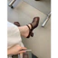 Guốc lưới đính đá mũi vuông