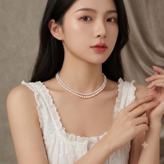 [ DAISYN ] N753 dây chuyền ngọc trai nhân tạo dây đôi hạt 3li- 4li ngọc trai nhân tạo xinh