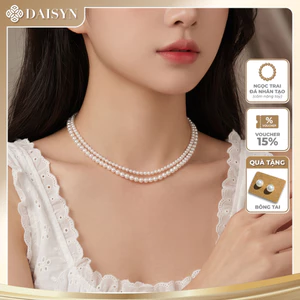 N753 dây chuyền ngọc trai nhân tạo dây đôi hạt 3li- 4li ngọc trai nhân tạo xinh