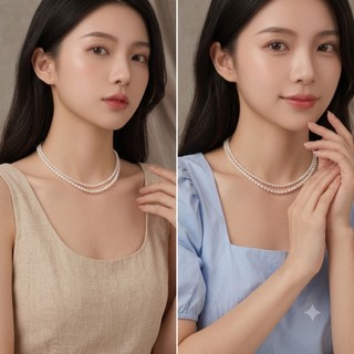 [ DAISYN ] N753 dây chuyền ngọc trai nhân tạo dây đôi hạt 3li- 4li ngọc trai nhân tạo xinh