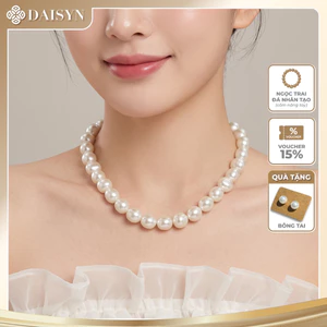 N706 dây chuyền hạt dẹp hạt lớn, Dây Chuyền Ngọc Nhân Tạo Cao Cấp sang trọng