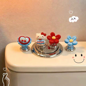 Set 4 nút nhấn bồn cầu hình hoa hello kitty tiện lợi