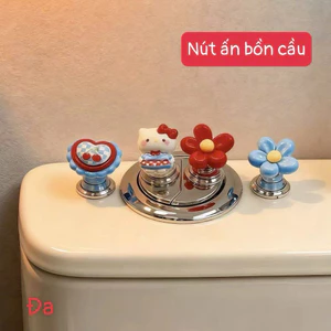 Nút nhấn bồn cầu mới sáng tạo và dễ thương của Kitty, dễ sử dụng, hỗ trợ vẽ móng nghệ thuật, chống thấm nước toàn
