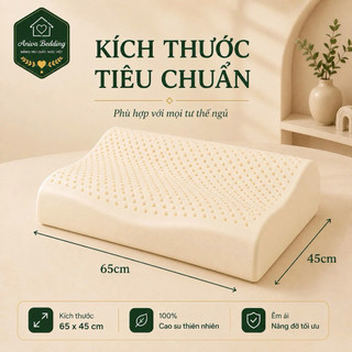 Gối Cao Su Thiên Nhiên Gợn Sóng Aniva Bedding Chính Hãng - Nâng Đỡ Cổ Vai Gáy, Thông Hơi Thoáng Khí, Đàn Hồi Tốt