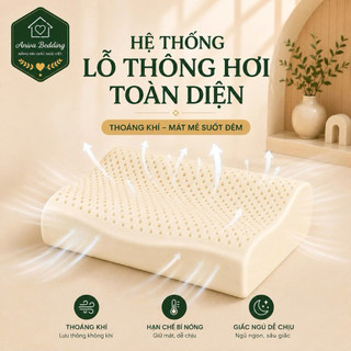 Gối Cao Su Thiên Nhiên Gợn Sóng Aniva Bedding Chính Hãng - Nâng Đỡ Cổ Vai Gáy, Thông Hơi Thoáng Khí, Đàn Hồi Tốt