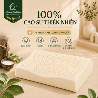 Gối Cao Su Thiên Nhiên Gợn Sóng Aniva Bedding Chính Hãng - Nâng Đỡ Cổ Vai Gáy, Thông Hơi Thoáng Khí, Đàn Hồi Tốt