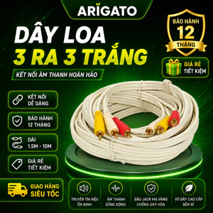 Dây Loa 3 Ra 3 ARIGATO 10M Chính Hãng Cáp RCA Kết Nối Âm Thanh Ổn Định Cho Laptop Máy Tính