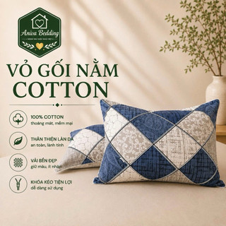 Vỏ Gối Nằm Cotton Thắng Lợi Aniva Bedding Size 40x60, 50x70 - Áo Gối Cotton Mềm Mịn, Thoáng Khí, Bền Đẹp