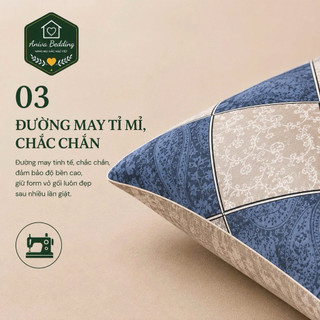Vỏ Gối Nằm Cotton Thắng Lợi Aniva Bedding Size 40x60, 50x70 - Áo Gối Cotton Mềm Mịn, Thoáng Khí, Bền Đẹp