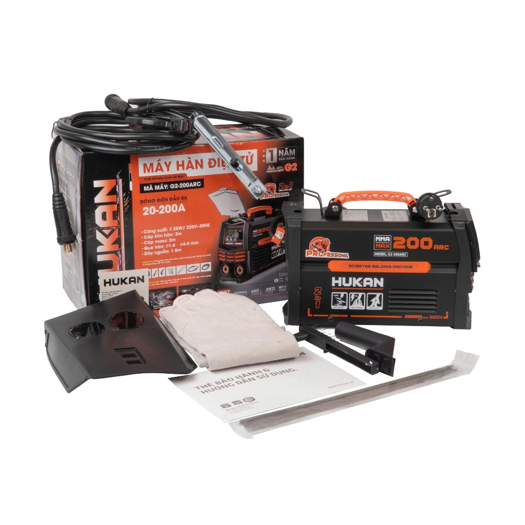 Máy Hàn Điện Tử HUKAN G2-200ARC 2trong1 Hàn MMA / Hàn TIG, Công Suất 7.2kw, Hàn Que 1.6 - 4.0