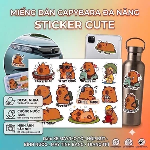 Sticker Capybara Dễ Thương Chống Nước – Decal Dán Laptop, Bình Nước, Vali, Xe Máy, Ô Tô