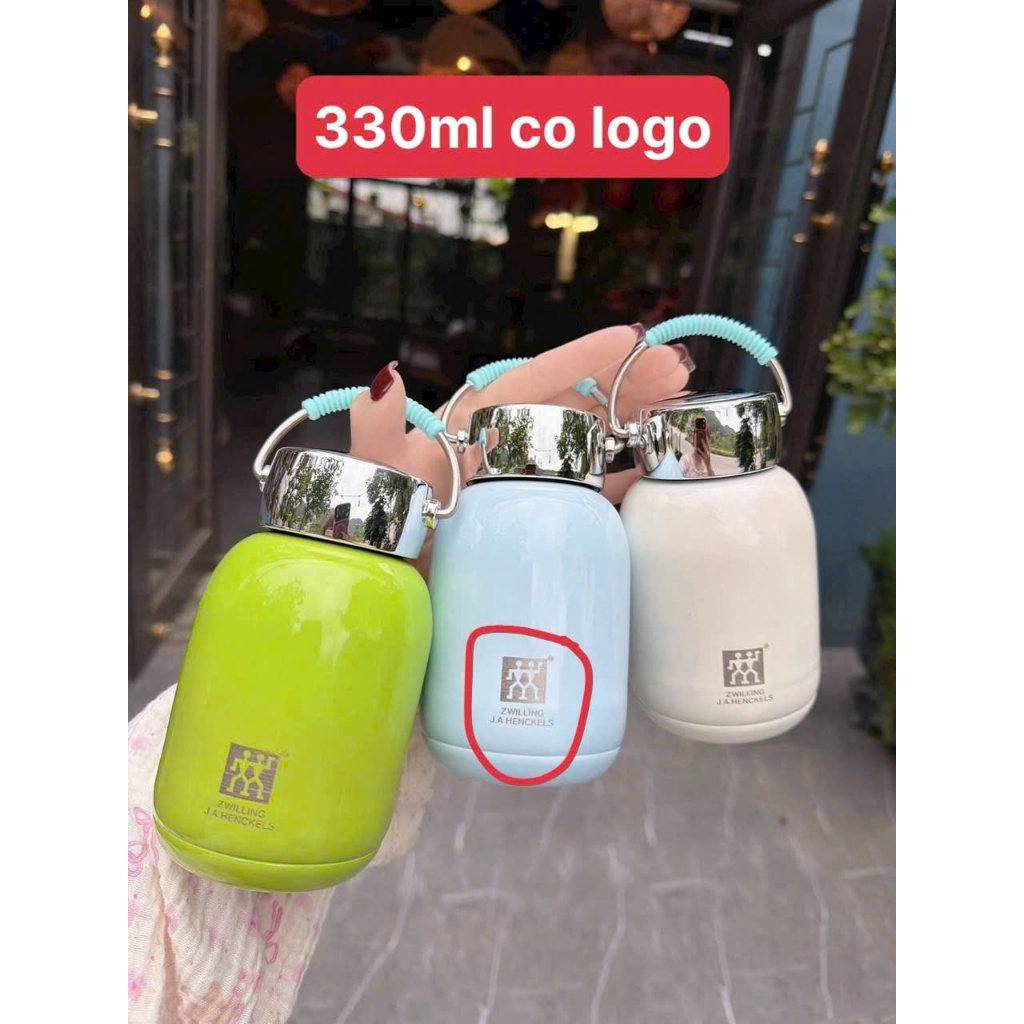 Bình Giữ Nhiệt Zwilling 330ml Dáng Bom Mini Cao Cấp - Bình Nước Giữ Nhiệt Inox 316 Có Quai Xách Đi Học Đi Làm