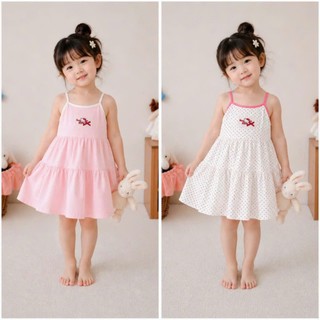 Đầm Dây Cho Bé Gái Mặc Nhà, Đi Chơi Thiết Kế Dáng Xòe Nhẹ Nhàng Chất Cotton Mềm Mát Họa Tiết Siêu Xinh 9-38kg